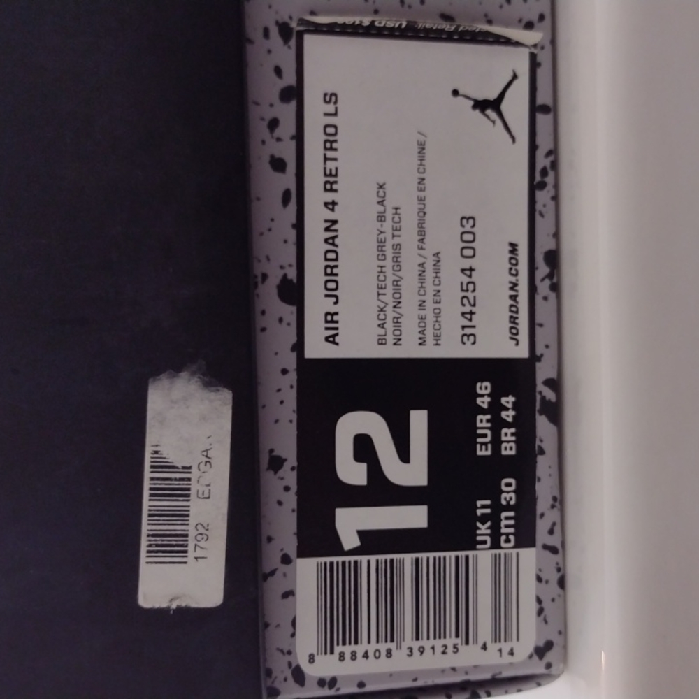 Air Jordan 4 Retro Black Oreo Tech Grey LS Mens Sneakers 314254-003 Size 12 - Picture 6 of 14